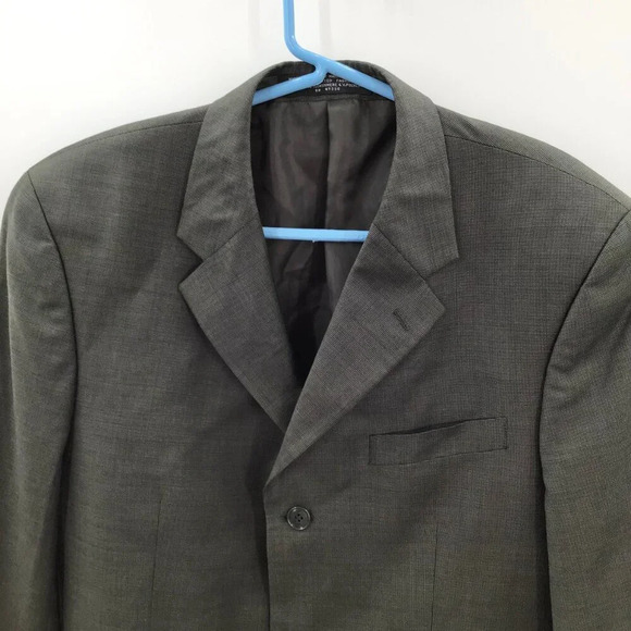 Mens Jones New York Suit 40R Pants 35/28.5 Wool Cashmere Blend Green Houndstooth - Picture 4 of 16